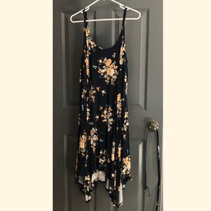 Torrid: Navy Floral Shark-Bite Midi Dress